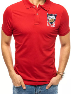 Polo tričko s výšivkou v červenej farbe Dstreet PX0390