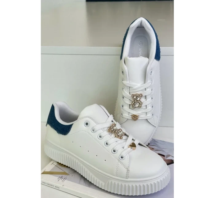 Nízke tenisky z ekokože s odznakmi bielej a modrej farby Cillione Nízke tenisky z ekokože s odznakmi bielej a modrej farby Cillione