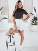 Dámský žebrovaný svetr s krátkým rukávem hnědý Dstreet model 21991056 - FashionStreet