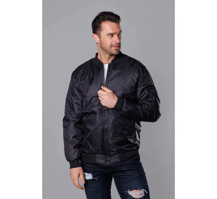 Černá pánská bunda typu "bomber" s podšívkou model 18344989 - J.STYLE Černá pánská bunda typu "bomber" s podšívkou model 18344989 - J.STYLE