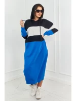 model 18856932 šaty s kapucí Černá + ecru + chrpa - K-Fashion model 18856932 šaty s kapucí Černá + ecru + chrpa - K-Fashion