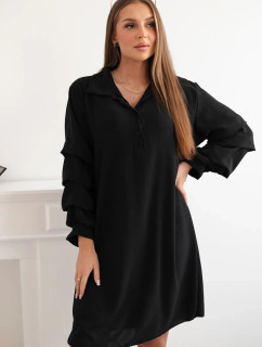 Nadrozmerné šaty s ozdobnými rukávmi čierne