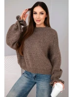 Dámsky mohérový sveter s hrubým úpletom a fango rukávmi