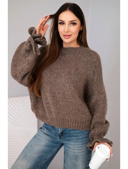 Dámsky mohérový sveter s hrubým úpletom a fango rukávmi