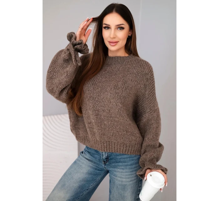 Dámsky mohérový sveter s hrubým úpletom a fango rukávmi