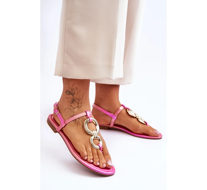 Skórzane Sandały Japonki Na Płaskim Obcasie Różowe Keep Going Skórzane Sandały Japonki Na Płaskim Obcasie Różowe Keep Going