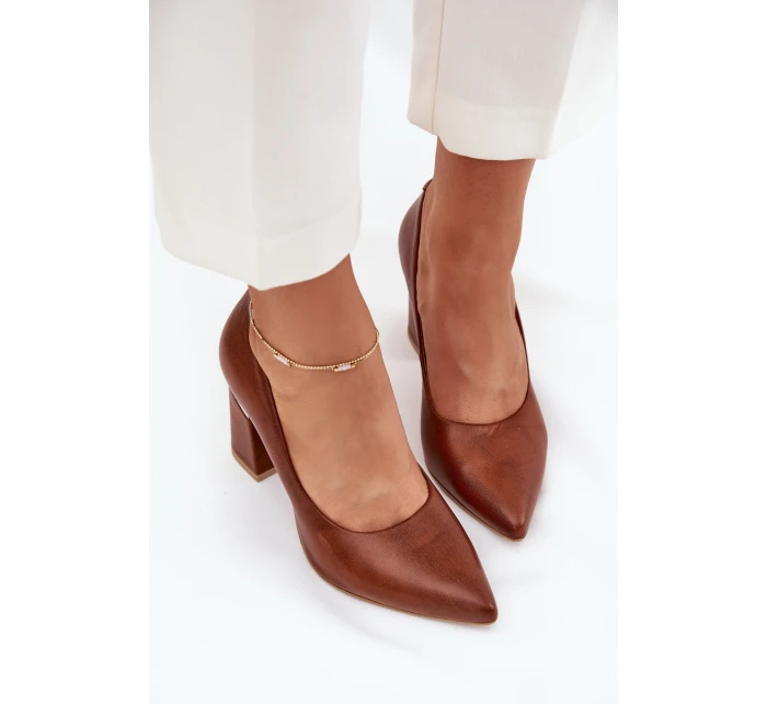 Kožené Lodičky Lewski model 21704050 Tmavě hnědé - Boto