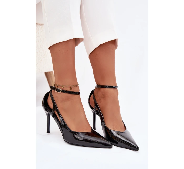 Lakované lodičky z eko kůže černé Fionnel