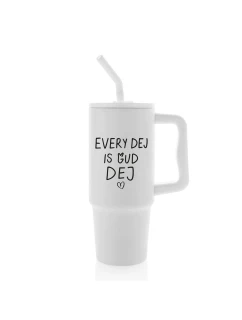 EVERY DEJ IS GUD DEJ - bílý cestovní termohrnek 900 ml