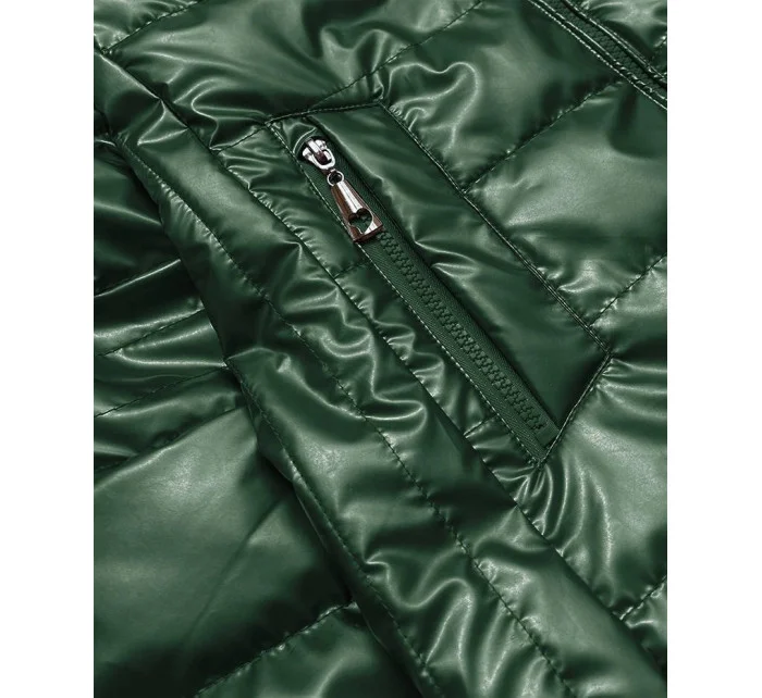 Lesklá zelená prešívaná dámska bunda (2021-04BIG)