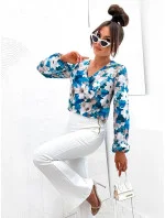 Tyrkysová blúzka s volánovými rukávmi (021)