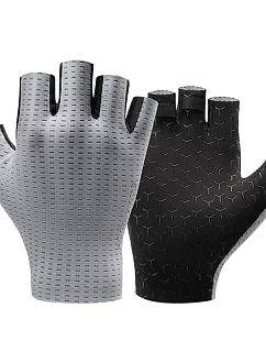 Rockbros priedušné cyklistické rukavice, krátke prsty, veľkosť: L - sivé