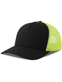 Atlantis Headwear Rapper Cotton-S 5-panelová čiapka typu „trucker“ 33.0260 čierna/žltá fluo