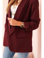 Elegantné sako s klopami bordovej farby