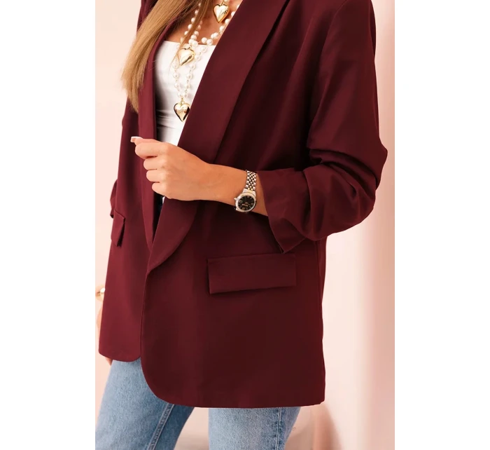 Elegantné sako s klopami bordovej farby
