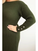 Dámske Plus veľkosť pletené šaty s mohérom Khaki