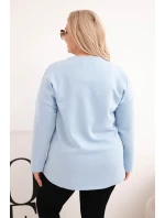 Dámská mikina Plus Size s nápisem a výstřihem do V modrá Dámská mikina Plus Size s nápisem a výstřihem do V modrá