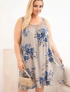 Dámske plus size viskózové šaty s kvetinovým vzorom a čipkovaným vrškom Fango