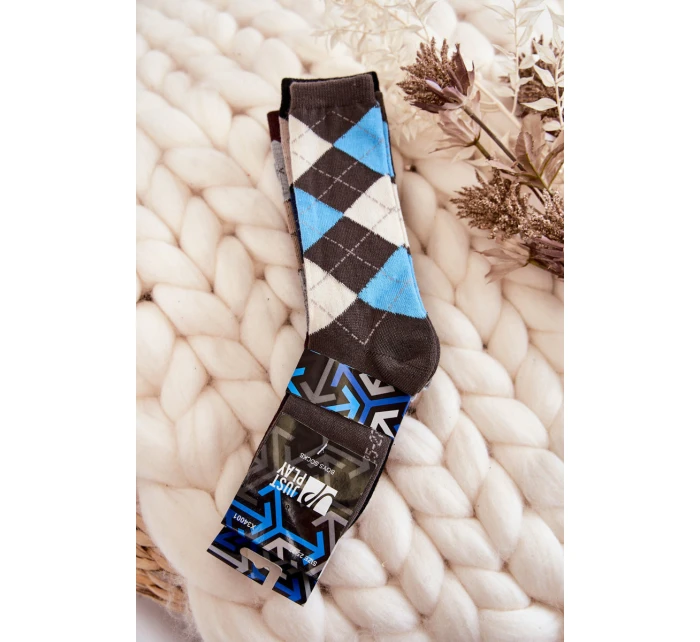 Młodzieżowe Wysokie Skarpety W Kratę 5-Pak Multikolor