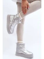 Śniegowce Damskie Na Masywnej Platformie Srebrne Fionia Śniegowce Damskie Na Masywnej Platformie Srebrne Fionia