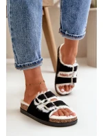 Dámské Pantofle S Přezkami A Kožíškem Černé model 21670217 - Boto