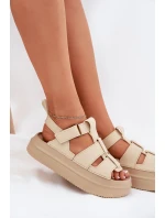 Sandały Damskie Na Platformie Beżowe Nitavelia