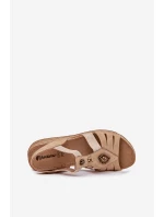 Sandały Damskie Na Koturnie Z Ozdobami Inblu RV000015 Beżowe