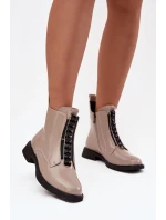 Lakované dámské kotníkové boty z pravé kůže D A model 21713796 108 béžové - D&A