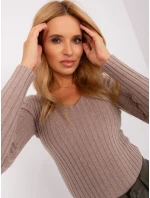 Sweter PM SW model 18955292 ciemny bezowy - FPrice Sweter PM SW model 18955292 ciemny bezowy - FPrice