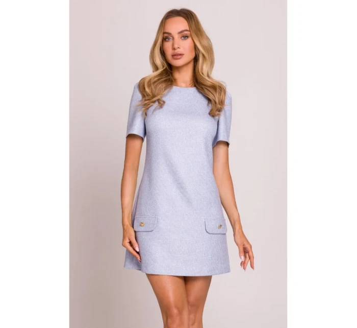 model 20970810 Mini šaty áčkového střihu světle modré - Moe model 20970810 Mini šaty áčkového střihu světle modré - Moe