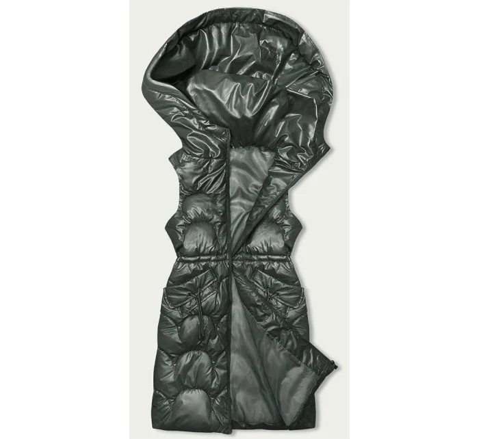 Khaki slim fit vesta s kapucňou (B8173-11)