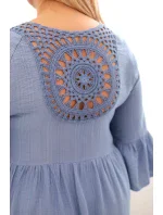 Dámské viskózové šaty Plus Size s model 21165816 ozdobou džínová - K-Fashion