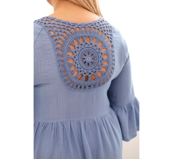 Dámské viskózové šaty Plus Size s model 21165816 ozdobou džínová - K-Fashion