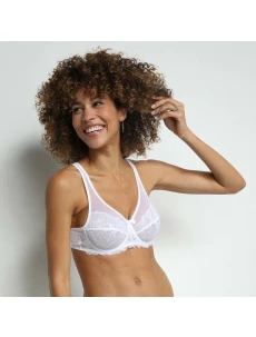 Dámska čipková podprsenka DIM GENEROUS ESSENTIEL UNDERWIRE BRA - DIM - biela