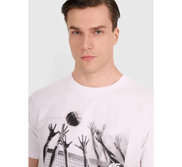 Pánske volejbalové tričko s potlačou 4F 4FRAW25TTSHM3319-10S Pánske volejbalové tričko s potlačou 4F 4FRAW25TTSHM3319-10S