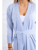 Sveter dlhý sveter viazaný v páse modrý