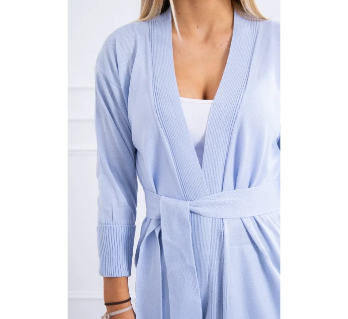 Sveter dlhý sveter viazaný v páse modrý