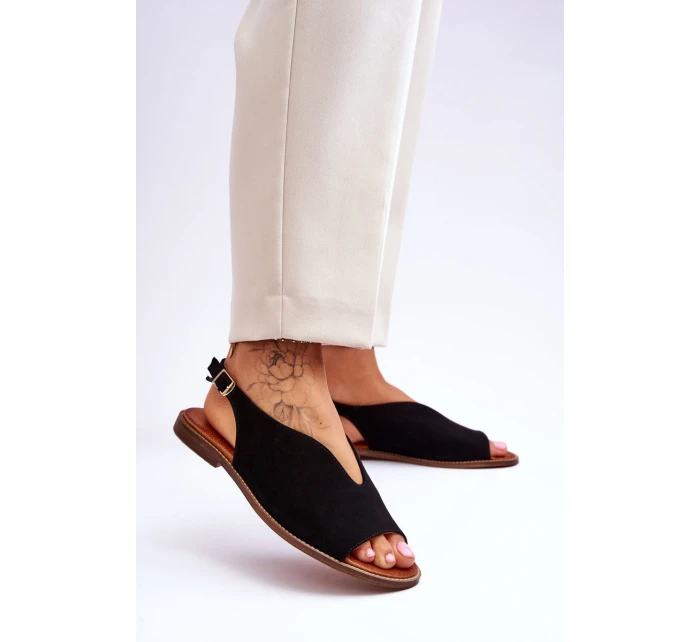 Dámské semišové sandály Lewski Boty model 21615980 Černé - Boto Dámské semišové sandály Lewski Boty model 21615980 Černé - Boto