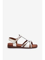 Dámské ploché sandály z ekokože model 21661483 Bílé - SERGIO LEONE