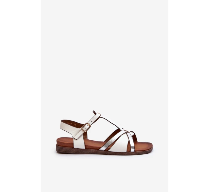 Dámské ploché sandály z ekokože model 21661483 Bílé - SERGIO LEONE