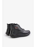 Botki Męskie Ocieplane Na Zamek Sznurowane Czarne Hlimena