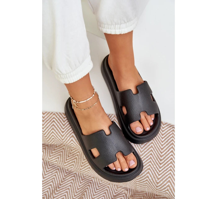 Piankowe Klapki Z Wycięciami Czarne Neladith Piankowe Klapki Z Wycięciami Czarne Neladith