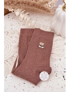 Teplé dámské ponožky s vlnou Medvídek Hnědé