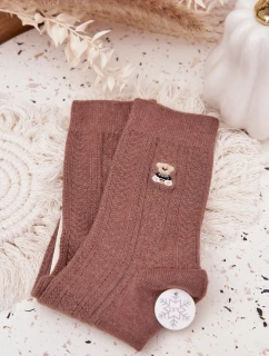Teplé dámské ponožky s vlnou Medvídek Hnědé