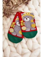 Dámske vianočné ponožky s medvedíkom, červené