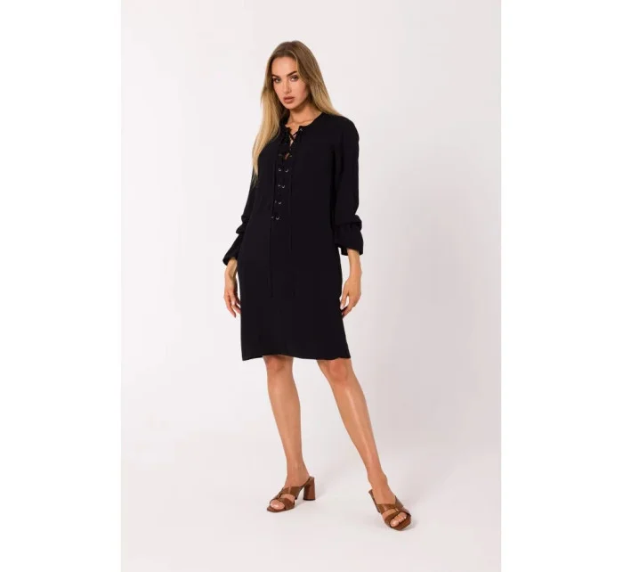 Dámske šaty so šnurovaním vpredu M742 Black - MOE