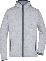 Daiber JN 589 Pánska pletená fleecová bunda s kapucňou 02.0589 light melange/carbon