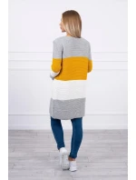 Šedý+horčičný pruhovaný sveter