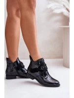 Lakované Dámské Boty S Ozdobou Zateplené Černé model 21671780 - S.Barski