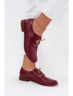 Dámské kožené elegantní šněrovací polobotky model 21707326 bordó - Zazoo
